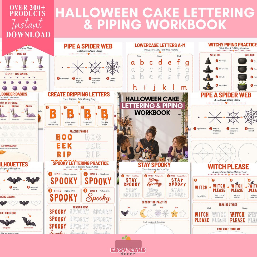 Halloween Cake Lettering & Piping Workbook